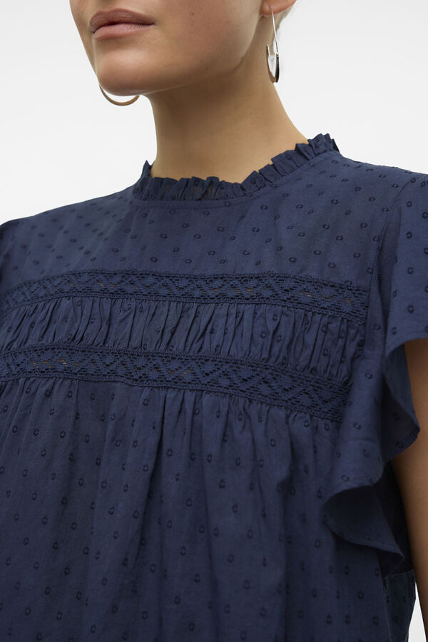 Vero Moda Blusa fluida de gola redonda Azul
