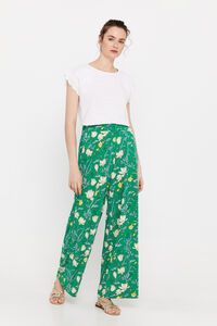 Cortefiel Printed jersey-knit trousers Printed green