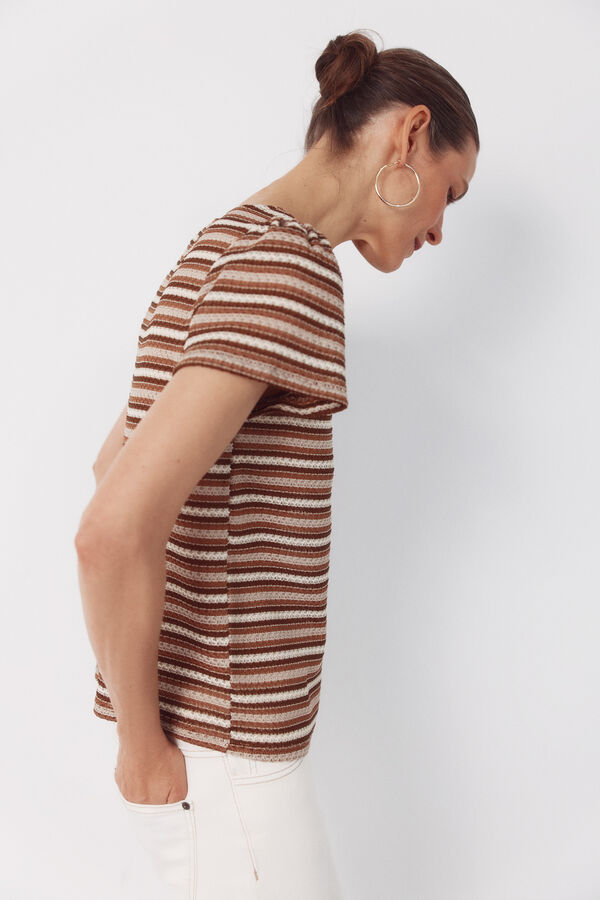 Cortefiel Top estruturado riscas Impress&atilde;o