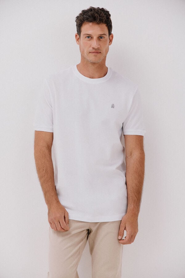 Cortefiel Camiseta básica piqué Blanco