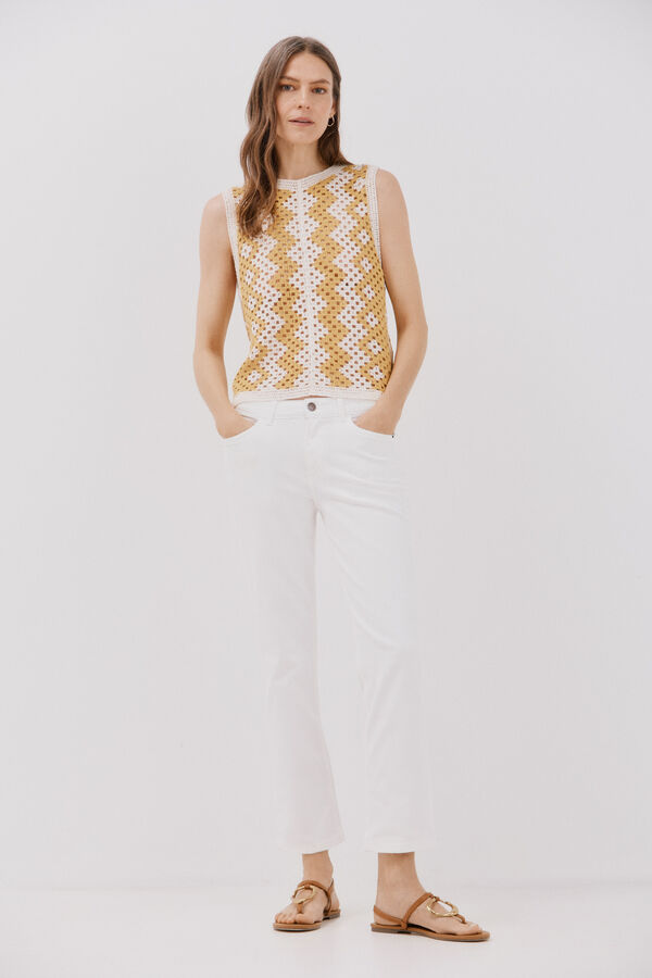 Cortefiel Straight cropped jeans White