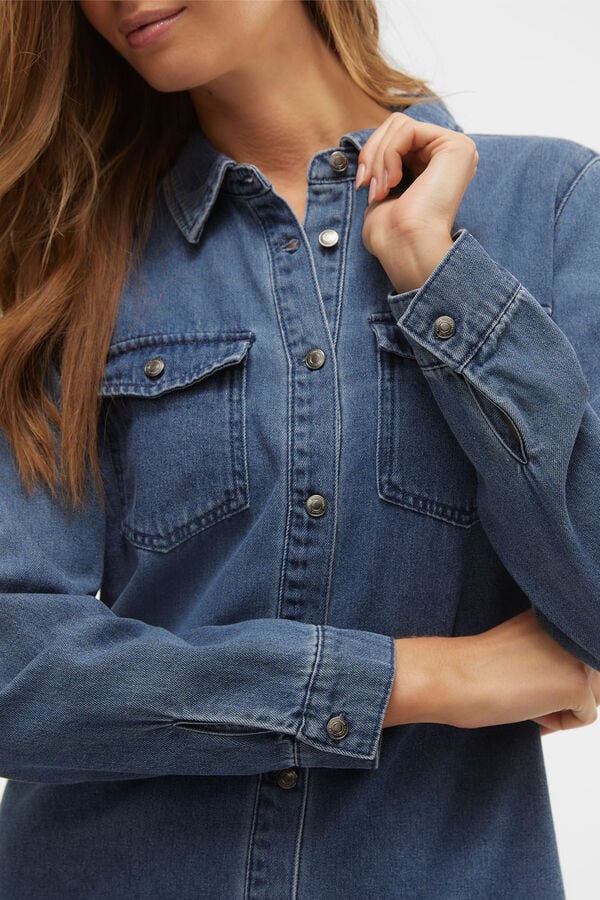 Vero Moda Vestido jeans curto de manga comprida Azul