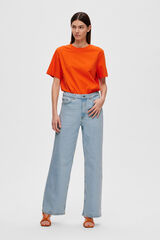 Selected Femme Calças de ganga Wide Leg, confecionadas com algodão orgânico Azul