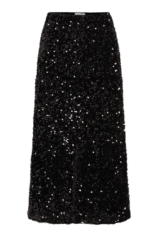 Vila Saia midi com lantejoulas Preto