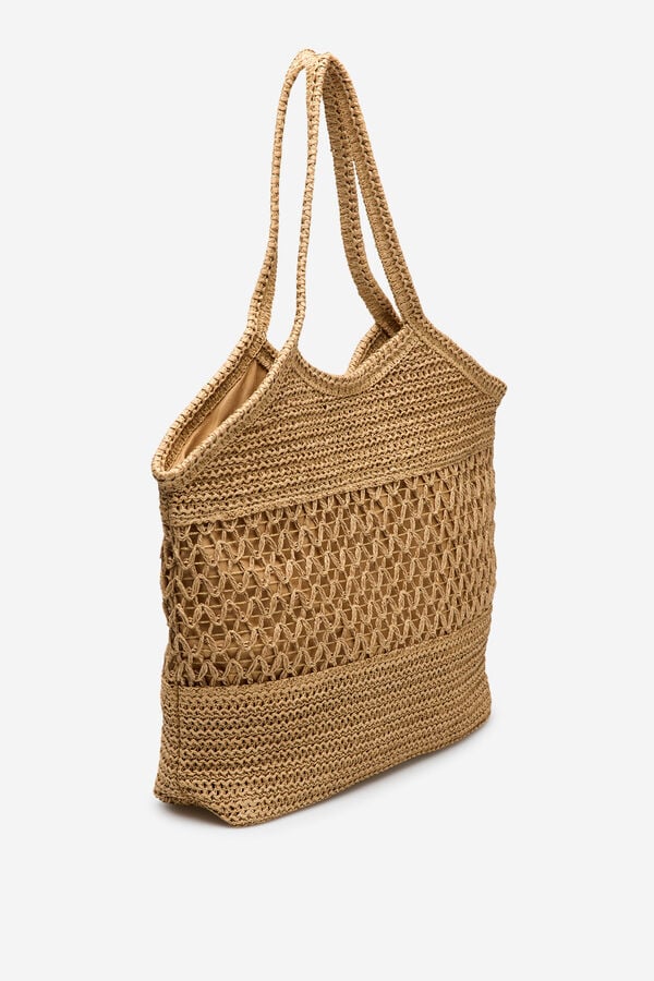 Cortefiel Mala tote estampado espiga Castanho