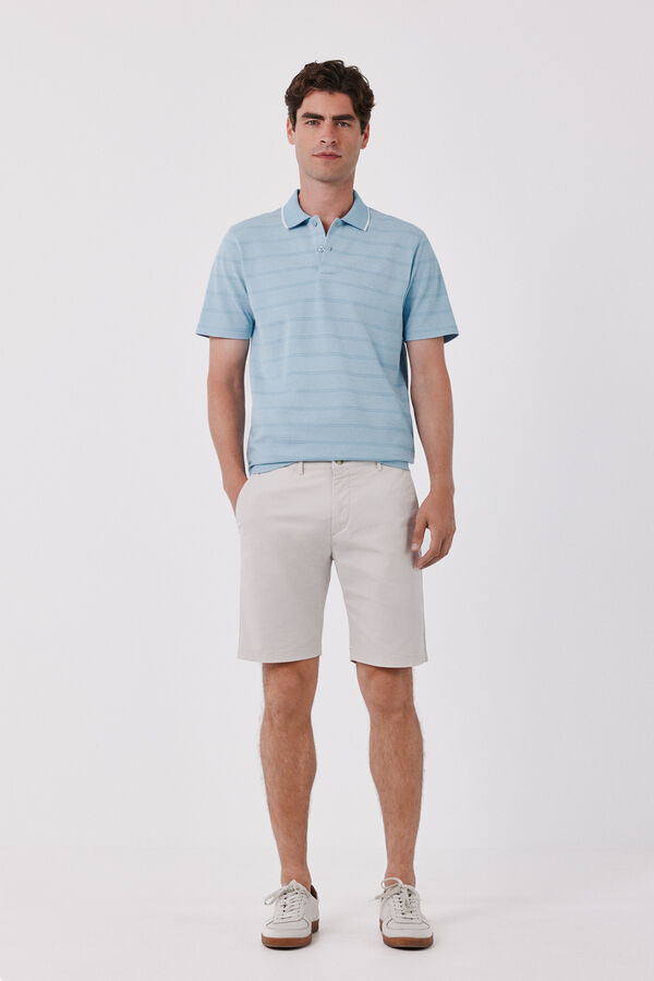 Cortefiel Striped oxford polo shirt Blue
