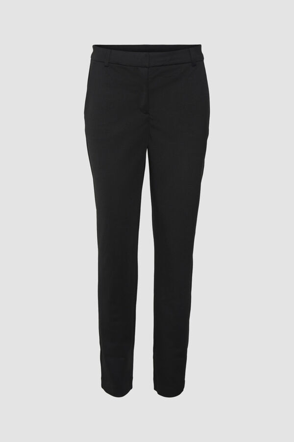 Cortefiel Long jersey-knit trousers Black