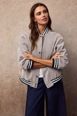 Slowlove Faux leather bomber jacket Ivory