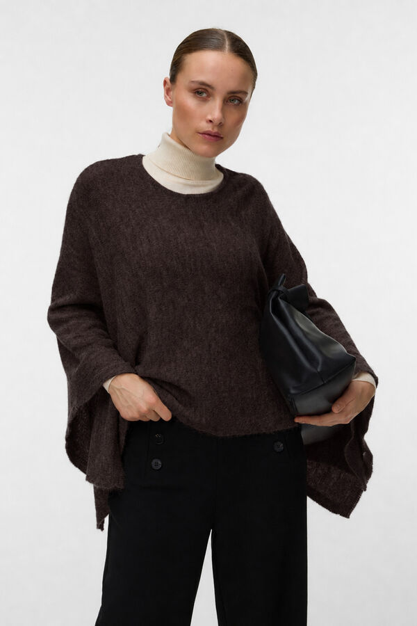 Vero Moda Fine knit poncho Dark brown