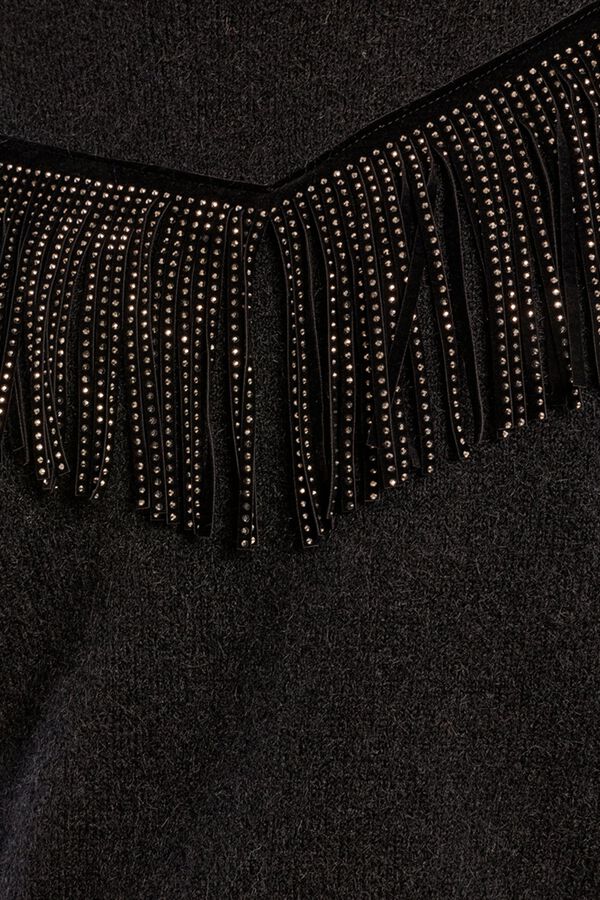 Molly Bracken Camisola com detalhe de franjas Preto