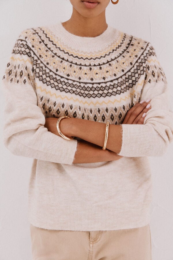 Cortefiel Jacquard design jumper Ivory