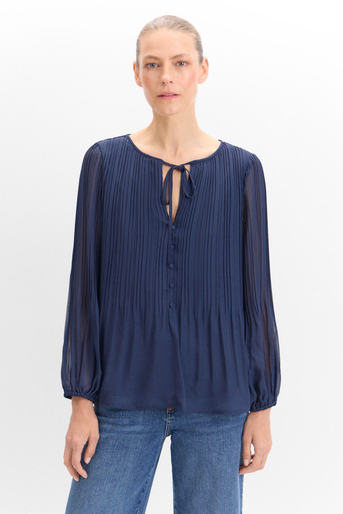 Blusa plisada estampada Blusas de mujer Cortefiel