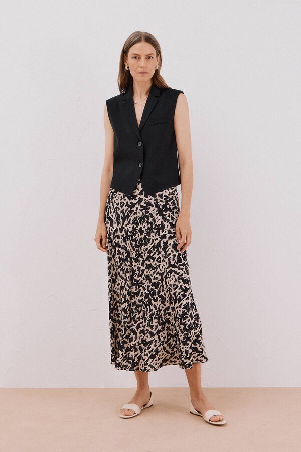 Cortefiel Printed circle skirt Printed white