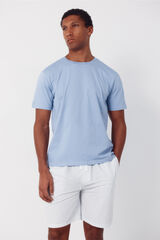 Cortefiel Jersey-knit and fabric pyjama set Blue