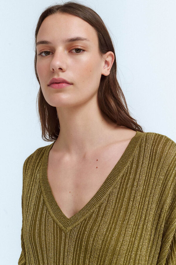 Vila Top de malha com lurex Verde