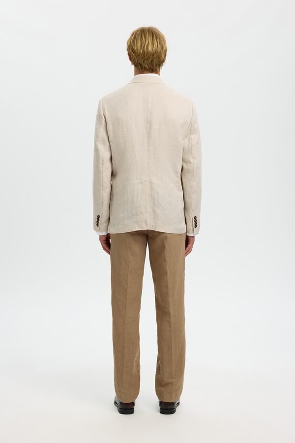 Selected Casaco de linho com aba Tostado