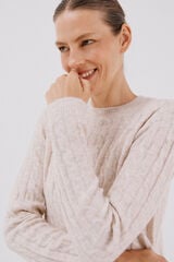 Cortefiel Soft jersey with cross-knit Ivory
