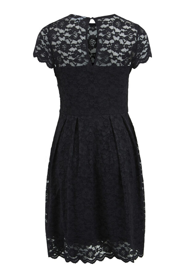 Cortefiel Short evening dress with lace Black