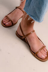 Bryan Stepwise Sand&aacute;lia em pele Castanho