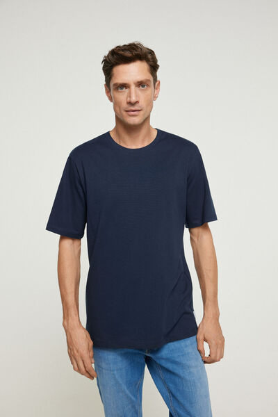 Cortefiel Short-sleeved organic cotton T-shirt Navy