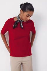 Cortefiel Boat neck t-shirt Red