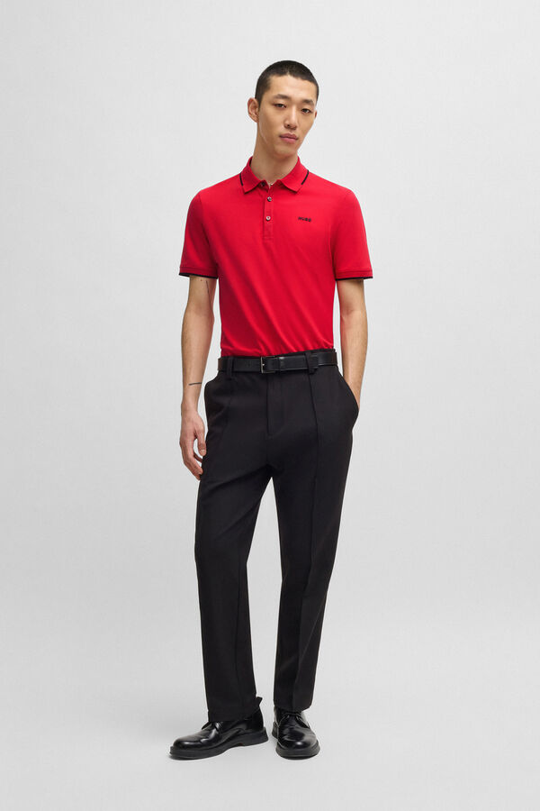 HUGO Camisa polo de algodão elástico slim fit com logo estampado Subiu