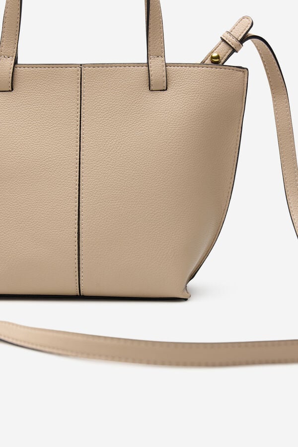 Cortefiel Mini sacola de compras com costura Tostado