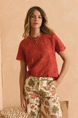 Pol&iacute;n Et Moi Blusa vazada Nora Vermelho