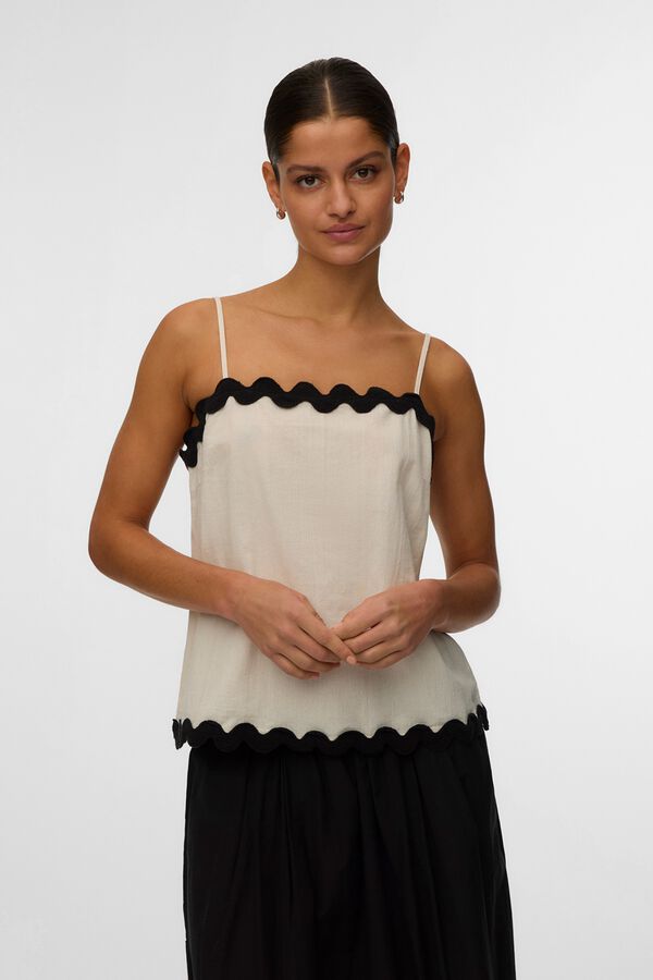 Vero Moda Top de al&ccedil;as decote quadrado Tostado