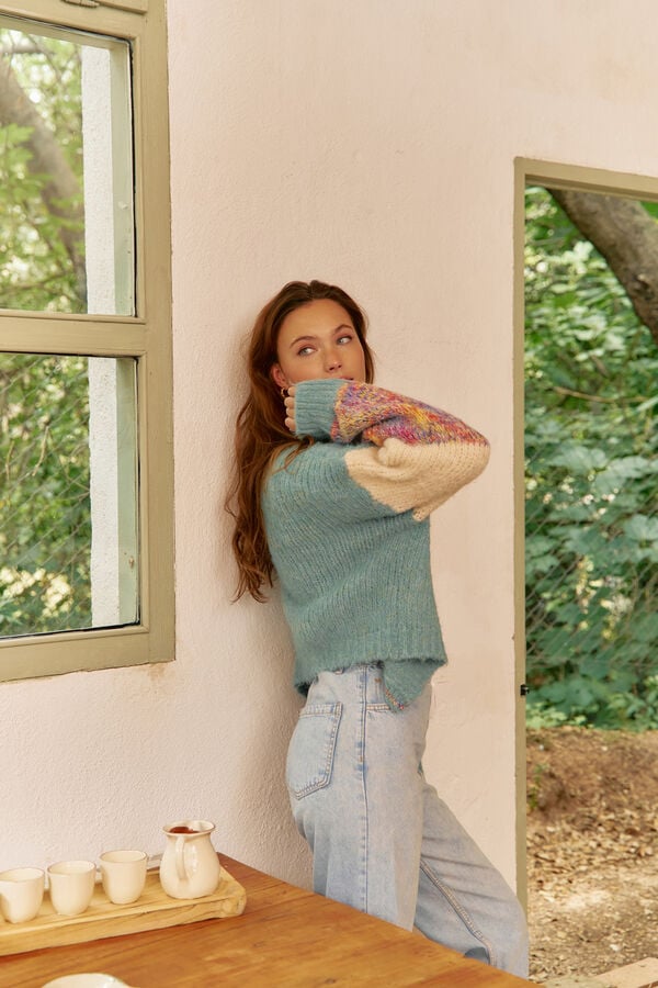 Jaase Casaco de malha de malha Azul