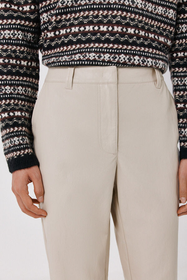 Cortefiel Faux leather women's trousers Ivory