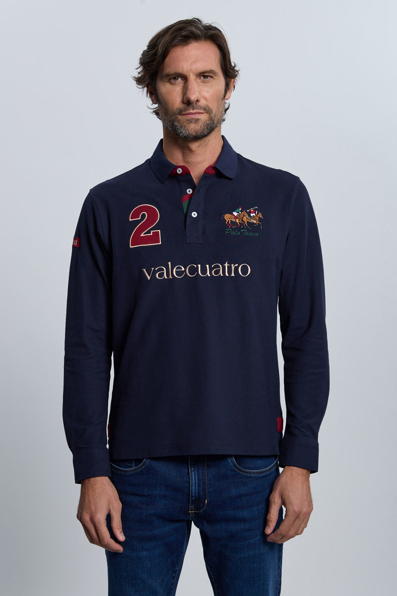 Valecuatro Polo azul marinho modelo cavalo