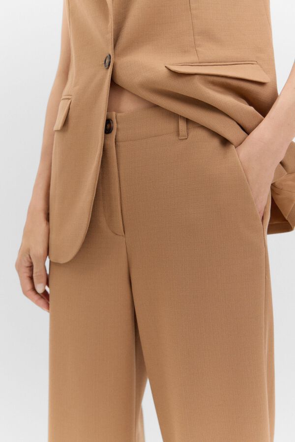 Cortefiel Pantal&oacute;n vestir ancho Marr&oacute;n oscuro