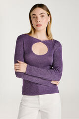 Vila Top de malha reversível com lurex Roxo