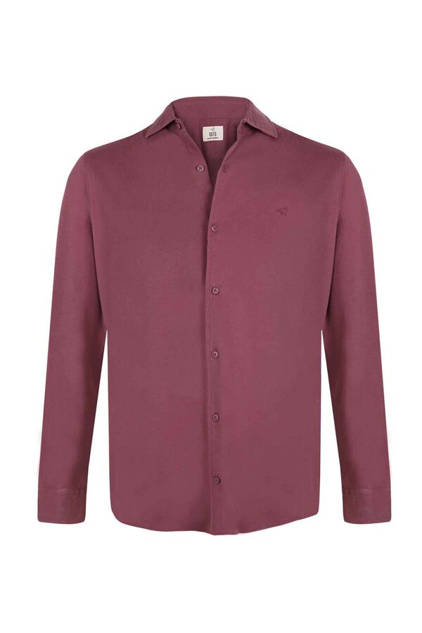 Cortefiel Plain long sleeve shirt Maroon