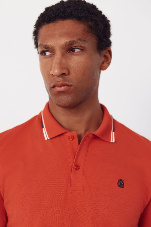 Cortefiel Polo shirt with tips Coral