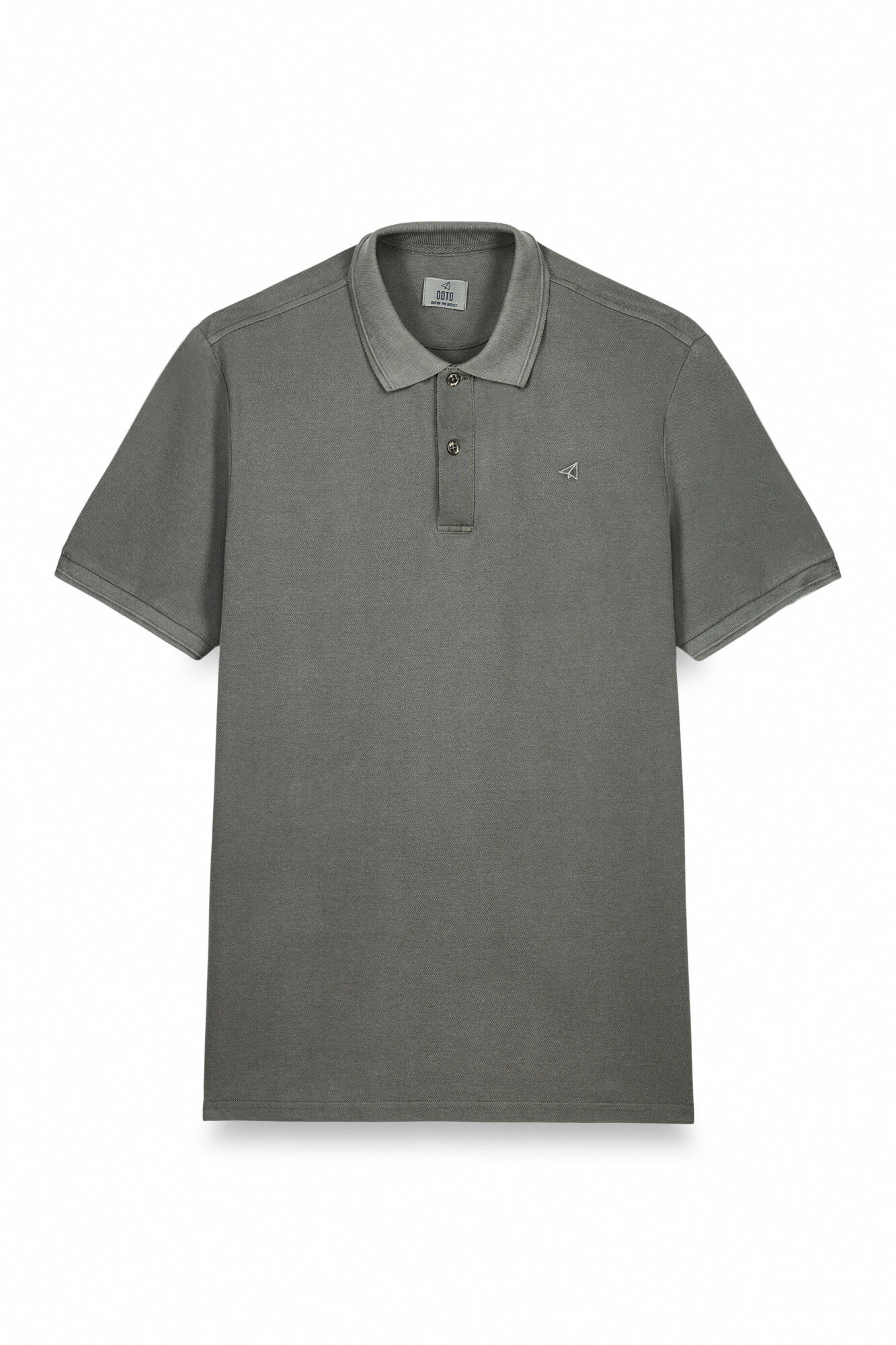 OOTO Camisa polo piqu&eacute; lavada com bordado de avi&atilde;o