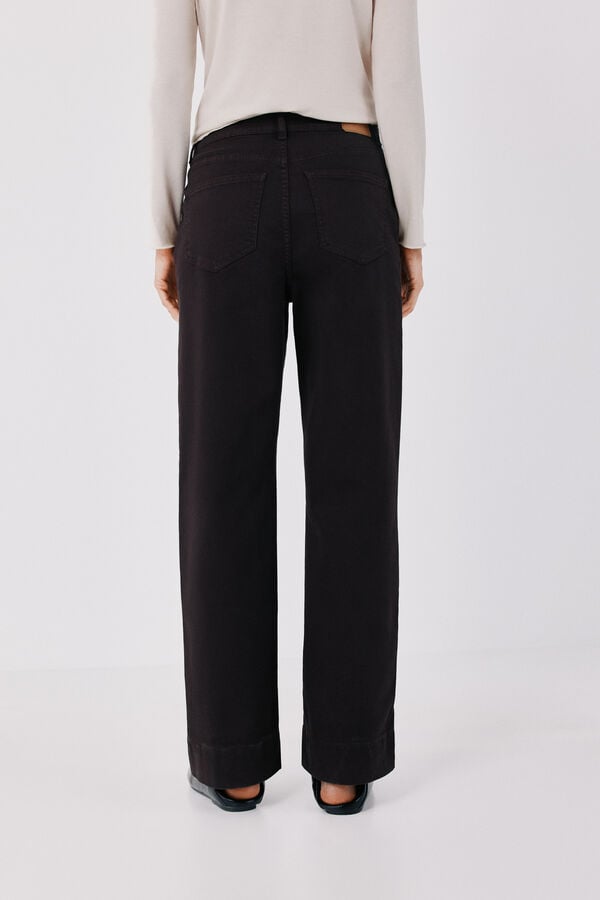 Cortefiel Palazzo jeans with buttons Dark brown