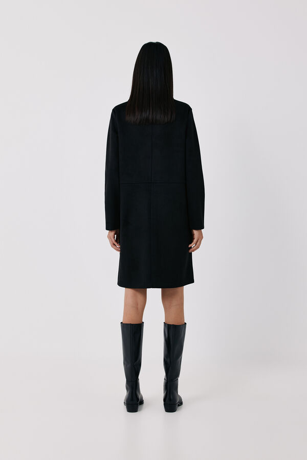 Cortefiel Faux suede polo neck dress Black
