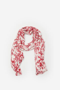 Cortefiel Lightweight floral print scarf Ecru