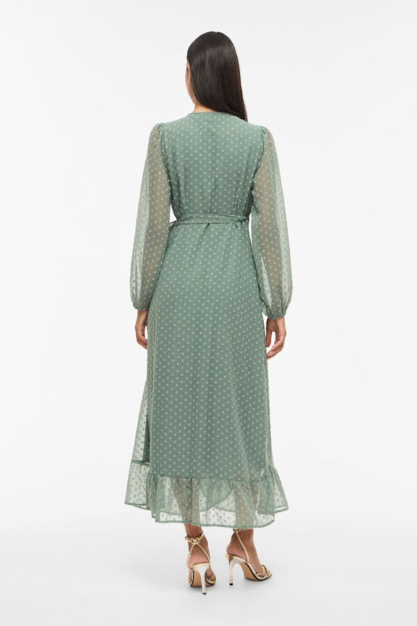 Vila Plumetis midi long dress Kaki