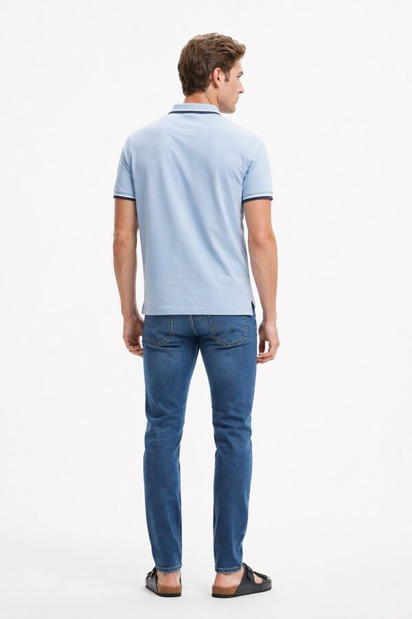 Selected Piqu&eacute; short sleeve polo shirt Blue