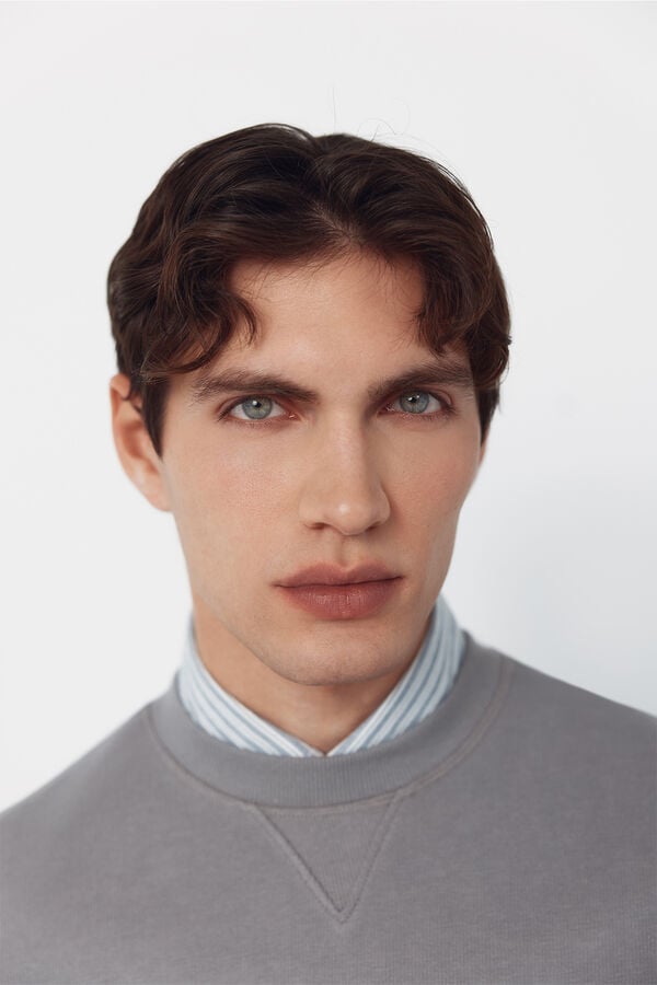 Cortefiel Sweatshirt estruturada com gola caixa Cinzento