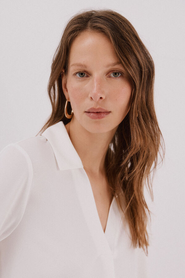 Cortefiel Polo shirt neck t-shirt Ivory