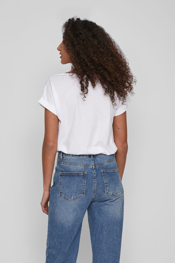 Vila T-shirt manga curta em algod&atilde;o org&acirc;nico Branco