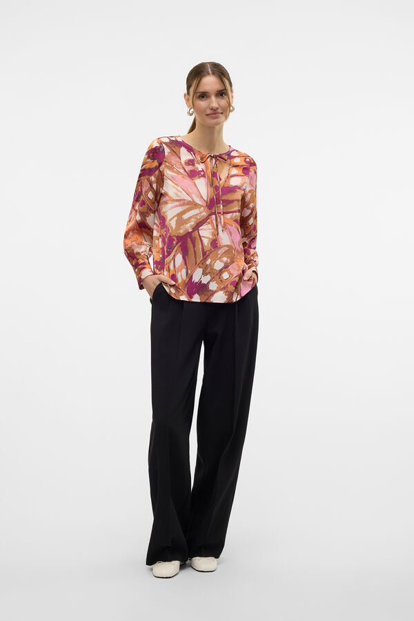 Vero Moda Camisa fluida de manga larga Castanho