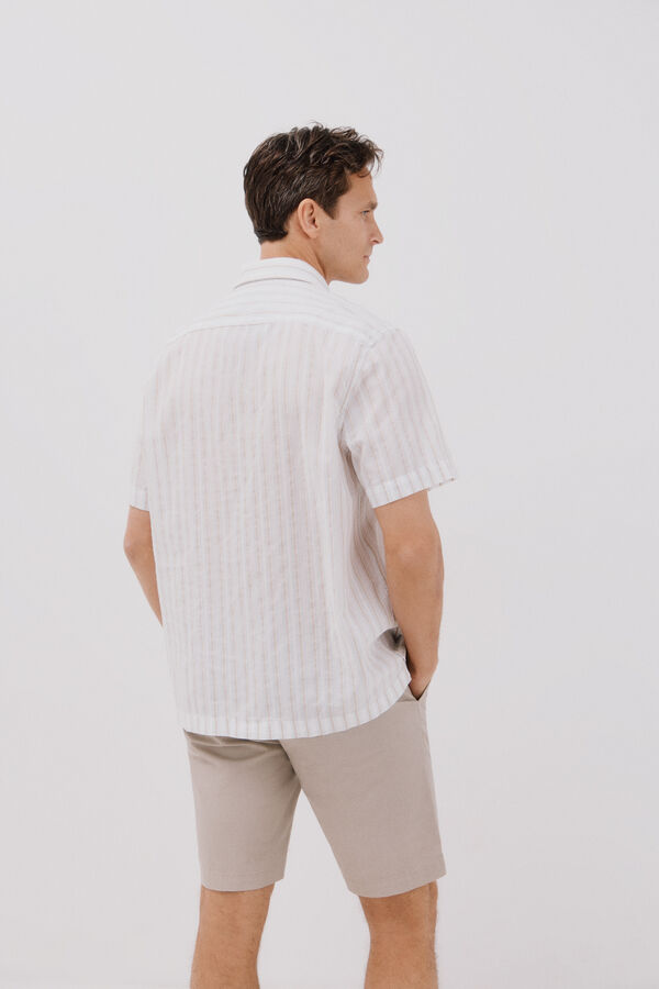 Cortefiel short sleeve striped shirt White