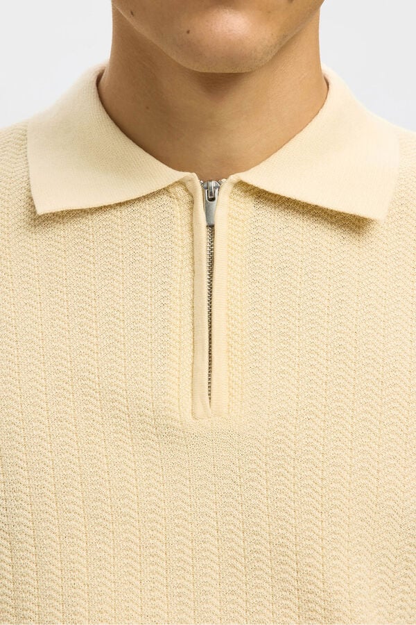 Selected Polo estruturada com meia fecho-éclair  Tostado