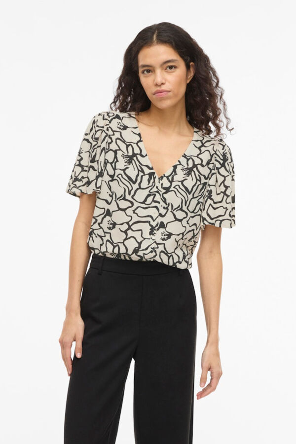 Vila Blusa de manga curta em viscose Tostado