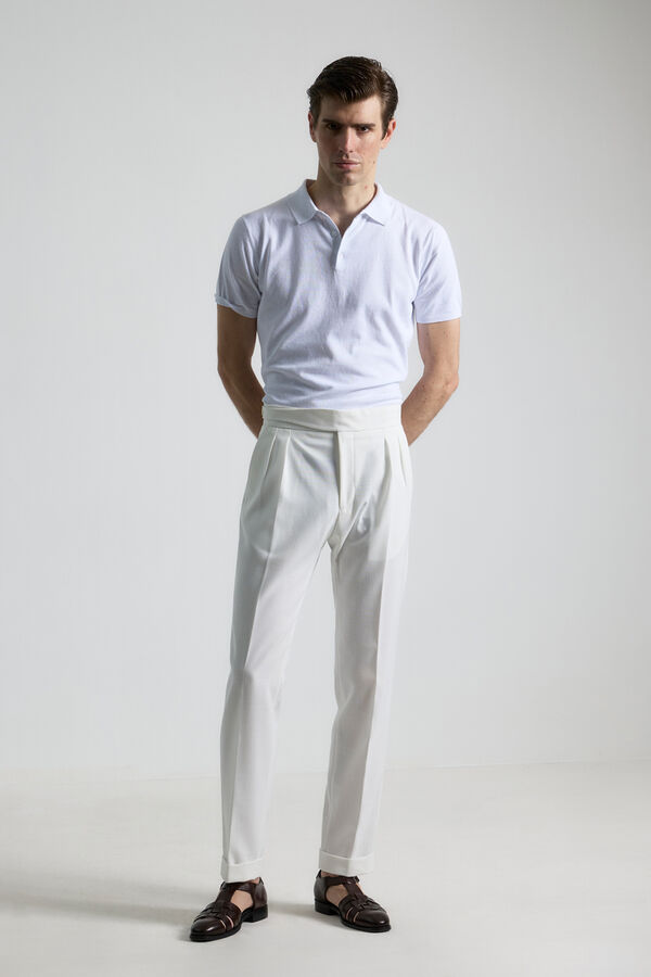 PuroEGO PANTALON GURKHA EFECTO LINO BLANCO Branco